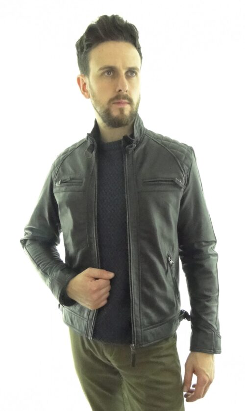 Men's Black Leather Biker Jacket