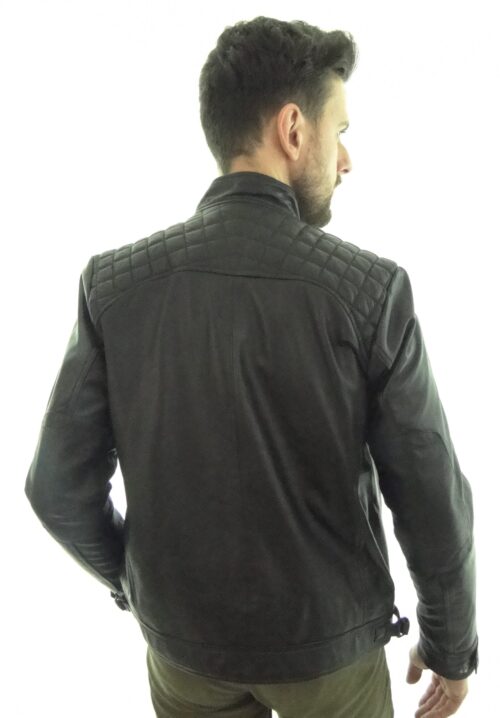 Men's Leather Biker Jacket - Available in Black and Brown - Image 3