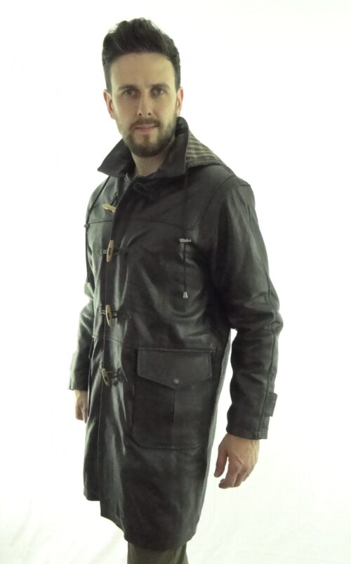 Men's Leather Duffle Coat