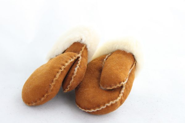 Dark Tan Baby Sheepskin Mittens