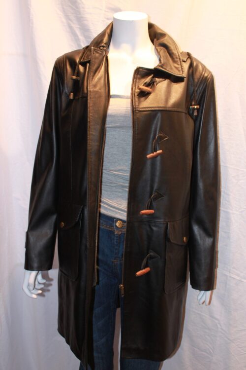 Ladies Leather Duffle Coat - Image 5