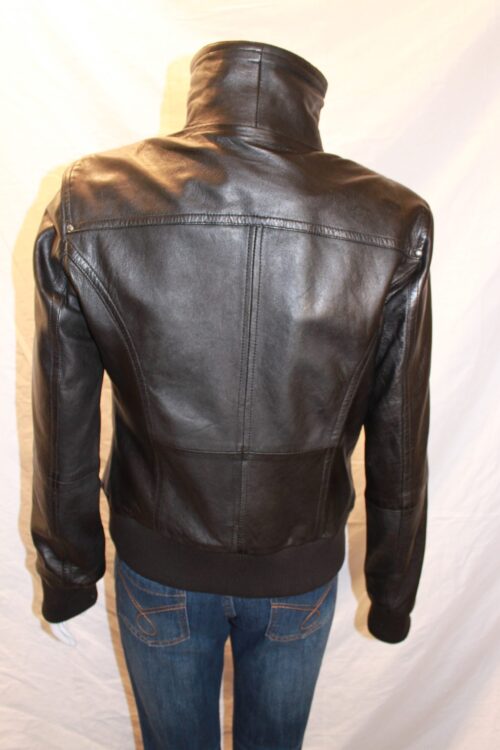 Ladies Classic Biker Leather Jacket - available in Black, Brown & Tan - Image 3