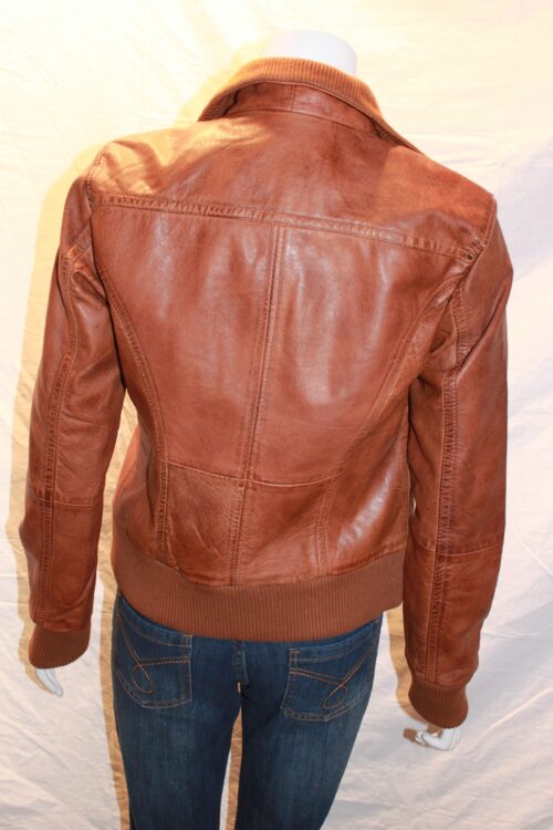 Ladies Classic Biker Leather Jacket - available in Black, Brown & Tan - Image 7