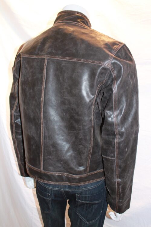 Vintage Look Leather Bomber Jacket - Image 2