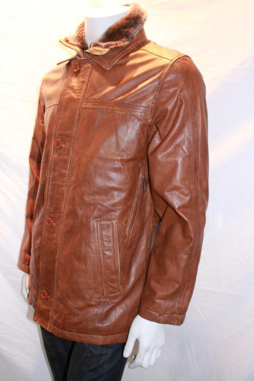 Men's 3/4 length coat with fleece collar - Image 3