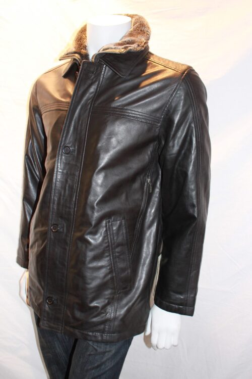 Men's 3/4 length coat with fleece collar - Image 2