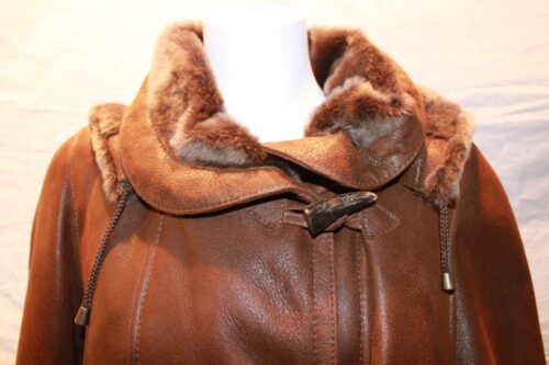 Ladies Shearling Sheepskin Duffle Coat - Image 5