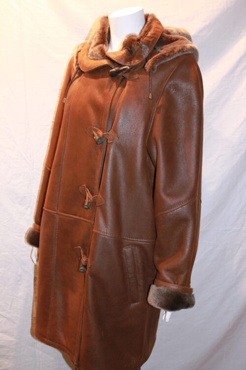 Ladies Shearling Sheepskin Duffle Coat - Image 2