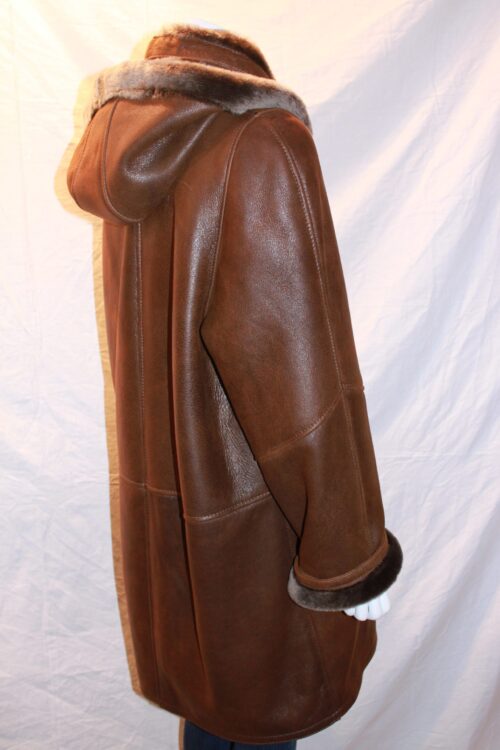 Ladies Shearling Sheepskin Duffle Coat - Image 4