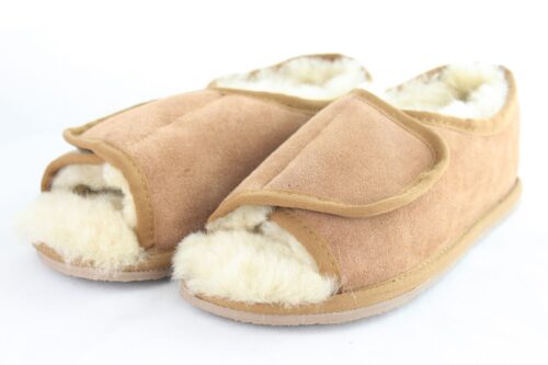 Ladies Open Toed Sheepskin Slippers by Draper of Glastonbury - Image 2