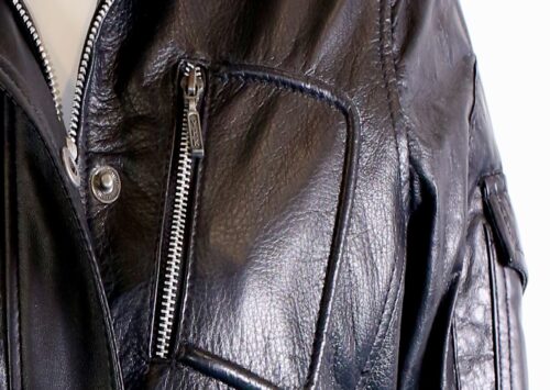 Ladies Leather Biker Jacket - available in Blue and Black - Image 2