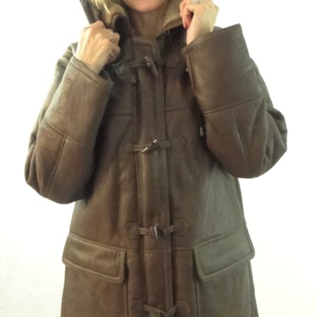 Women's Shearling Sheepskin 3/4 length Duffle Coat