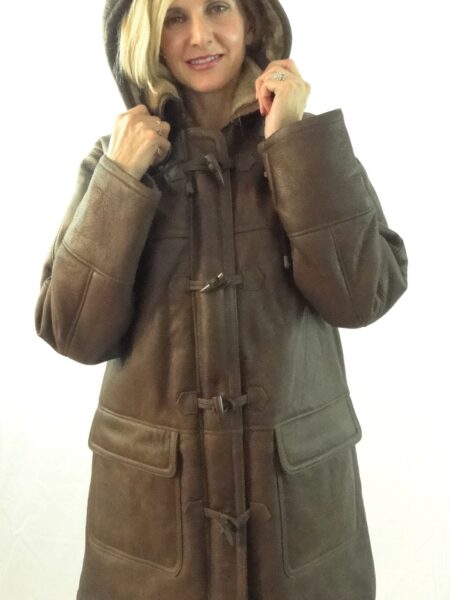 Women's Shearling Sheepskin 3/4 length Duffle Coat