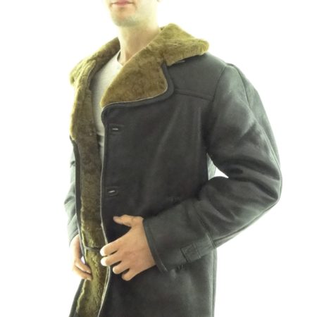 Men's Aviator Look 3/4 length Shearling Sheepskin Coat