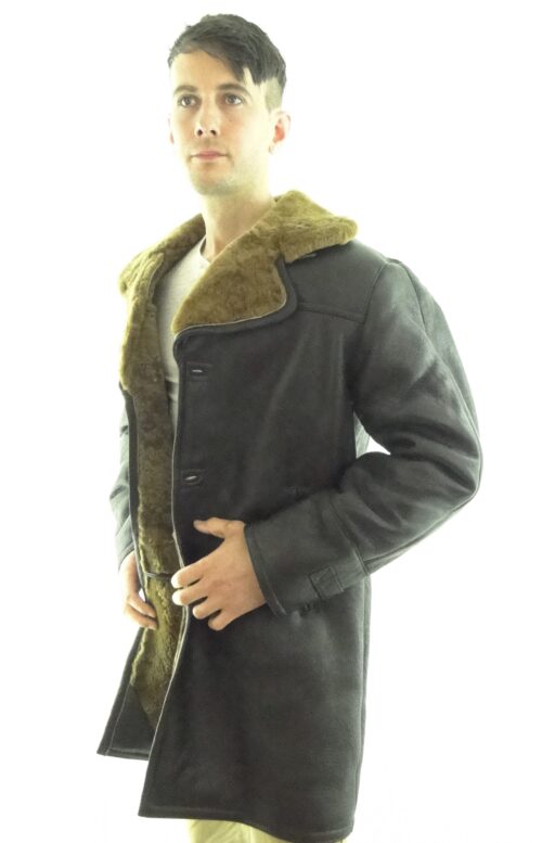 Men's Aviator Look 3/4 length Shearling Sheepskin Coat