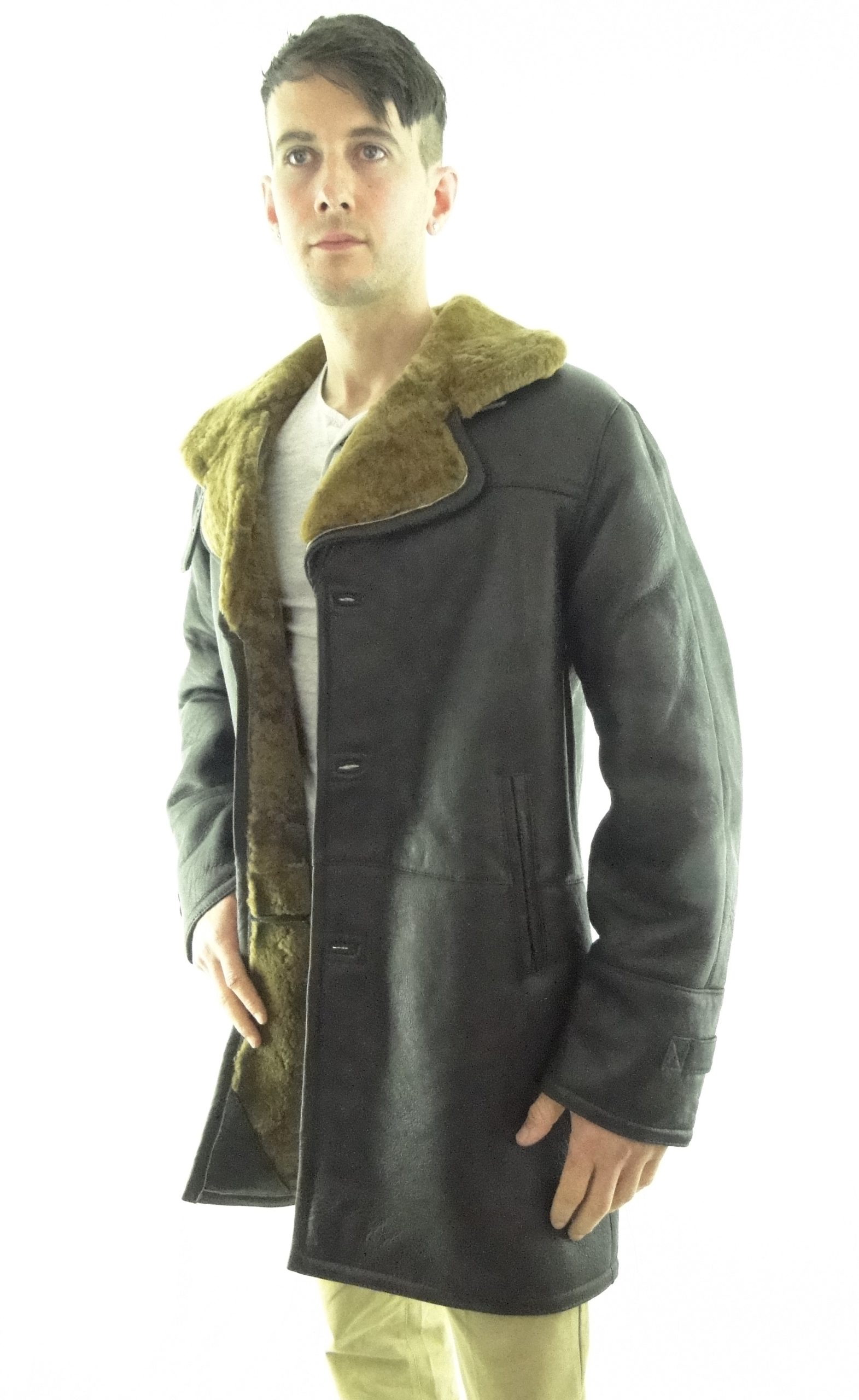 Men’s Aviator Look 3/4 length Shearling Sheepskin Coat – Radford ...