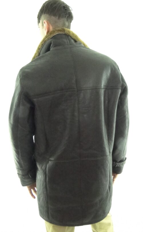 Men's Aviator Look 3/4 length Shearling Sheepskin Coat - Image 3