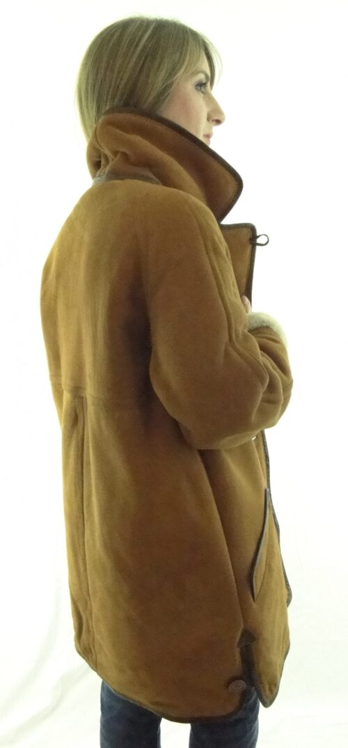 Ladies Classic Sheepskin Coat in Tan or Brown - Image 2
