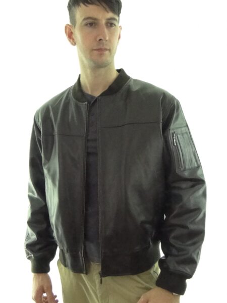 Men's MA1 Leather Bomber Jacket - available in Brown, Black and Brown Snuff Look