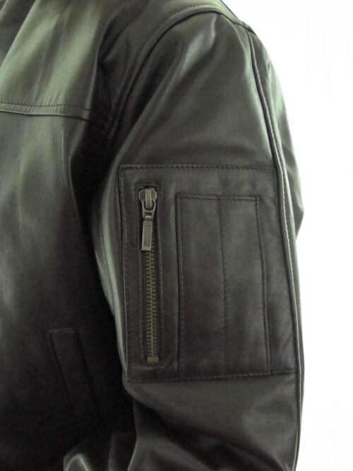 Men's MA1 Leather Bomber Jacket - available in Brown, Black and Brown Snuff Look - Image 3