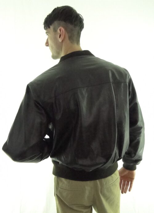 Men's MA1 Leather Bomber Jacket - available in Brown, Black and Brown Snuff Look - Image 2