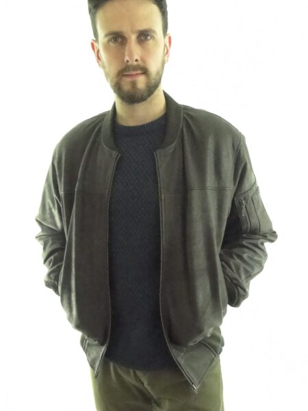 Men's MA1 Leather Bomber Jacket - available in Brown Snuff look