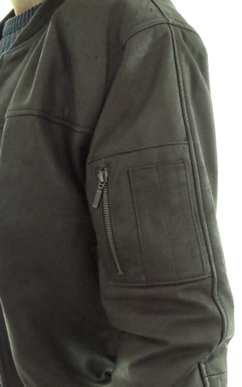 Men's MA1 Leather Bomber Jacket - available in Brown, Black and Brown Snuff Look - Image 6