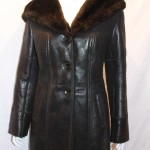 Ladies Tie-Belt Black Hooded Sheepskin Coat with Caped Collar - Image 2