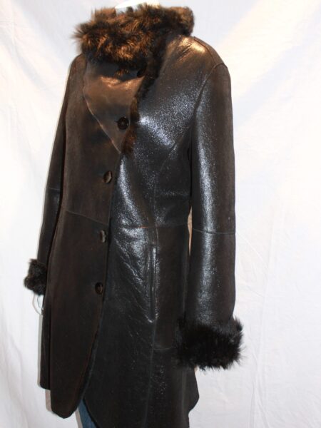 Ladies 3/4 Shearling Sheepskin Coat With Toscana Collar and Cuffs