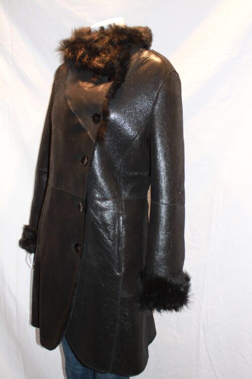 Ladies 3/4 Shearling Sheepskin Coat With Toscana Collar and Cuffs