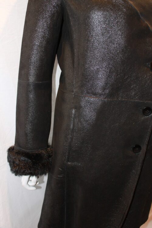 Ladies 3/4 Shearling Sheepskin Coat With Toscana Collar and Cuffs - Image 6