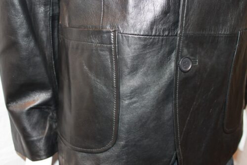 Men's Leather Blazer with patch pockets - available in Black and Brown - Image 5