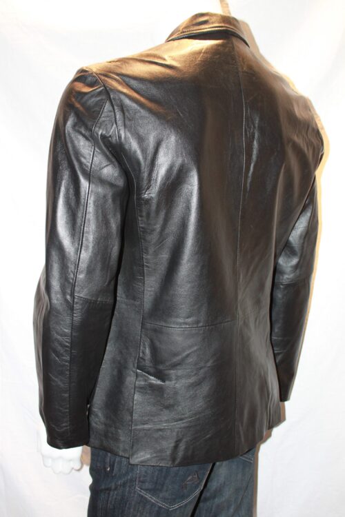 Men's Leather Blazer with patch pockets - available in Black and Brown - Image 6