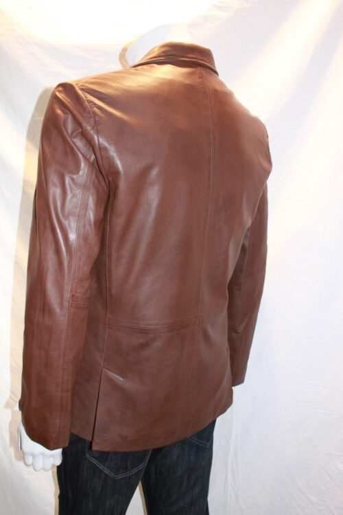 Men's Leather Blazer with patch pockets - available in Black and Brown - Image 2