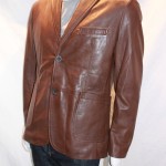 Men's Leather Blazer with patch pockets - available in Black and Brown