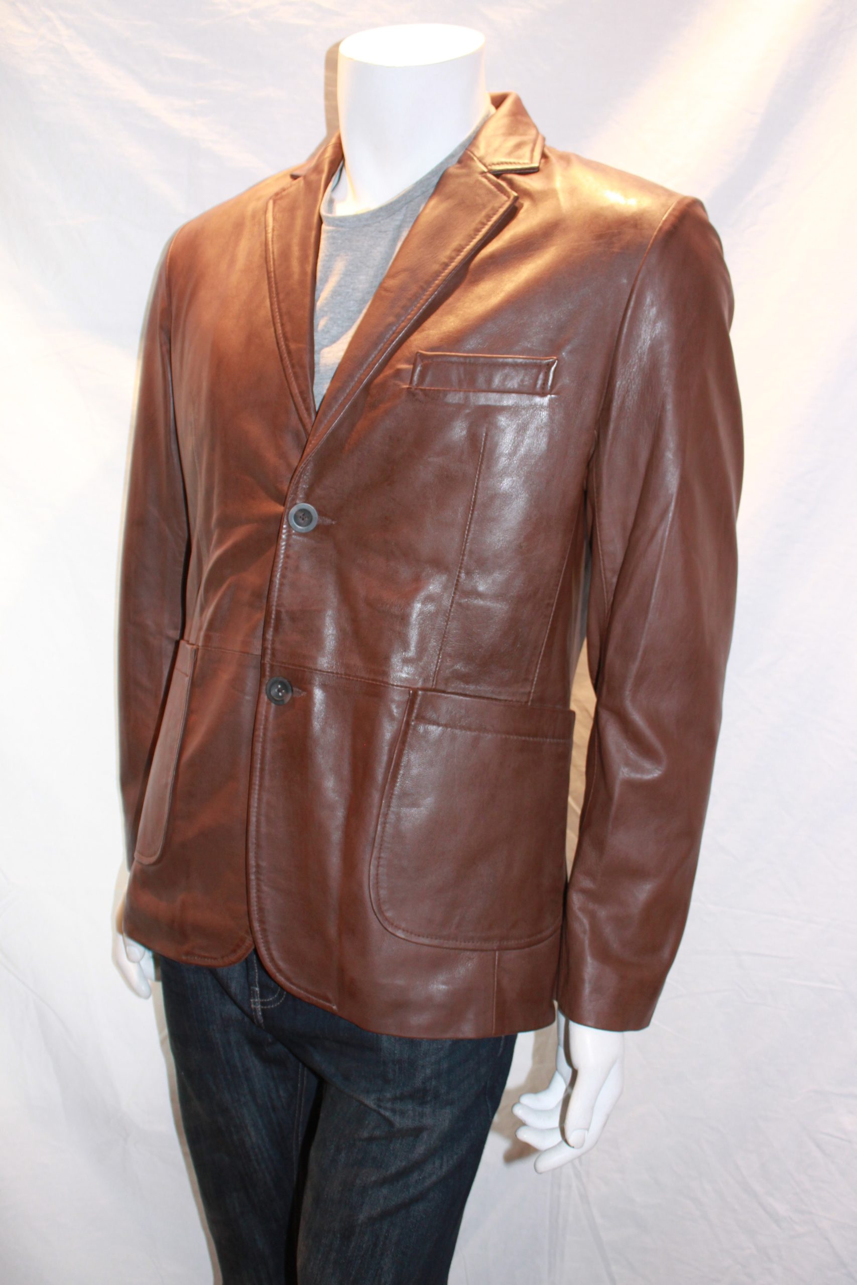 Men’s Leather Blazer with patch pockets – available in Black and Brown ...