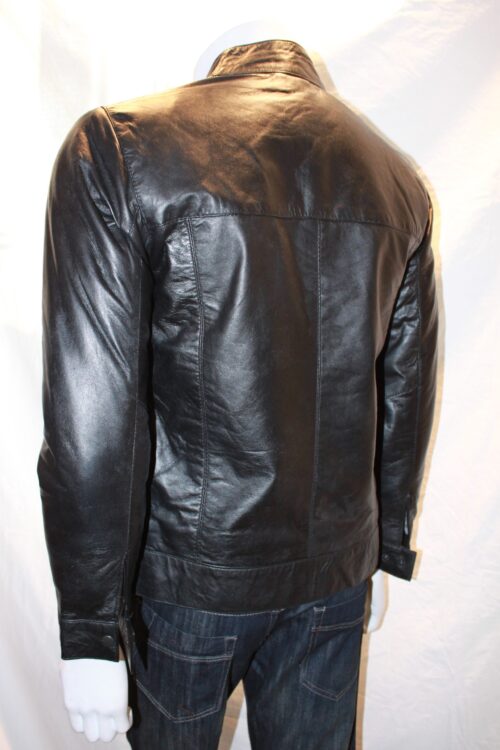 Men's Stand-up Collar Harrington Style Jacket - Available in Black - Image 3