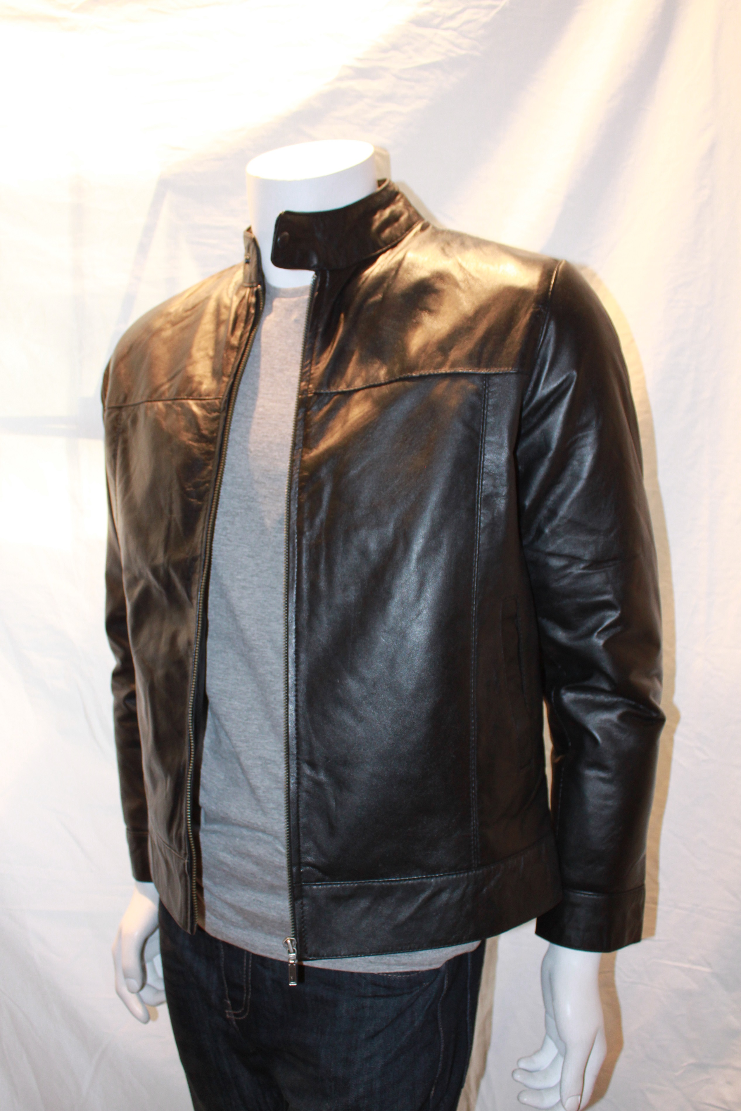 Men's Standup Collar Harrington Style Jacket Available in Black