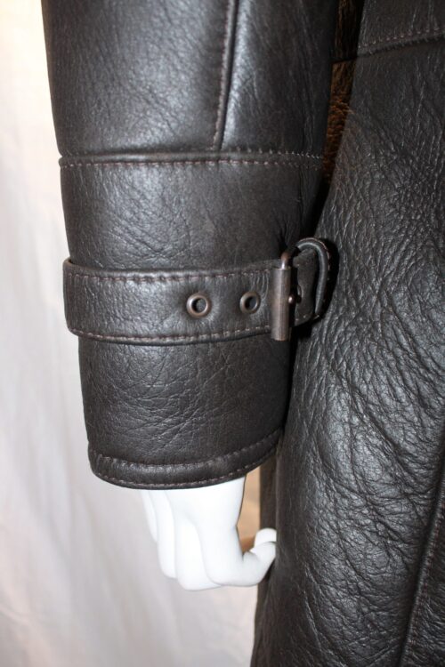 Men's Aviator Look 3/4 length Shearling Sheepskin Coat - Image 5