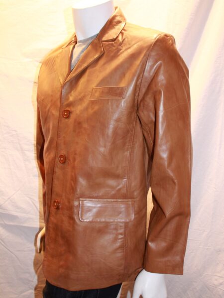 Men's 3 Button Classic Leather Blazer - available in Tan