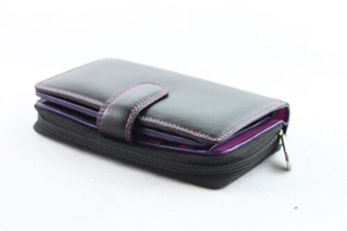 Ladies Multi Compartment Soft Leather Purse Wallet-Berry/Purple - Image 2