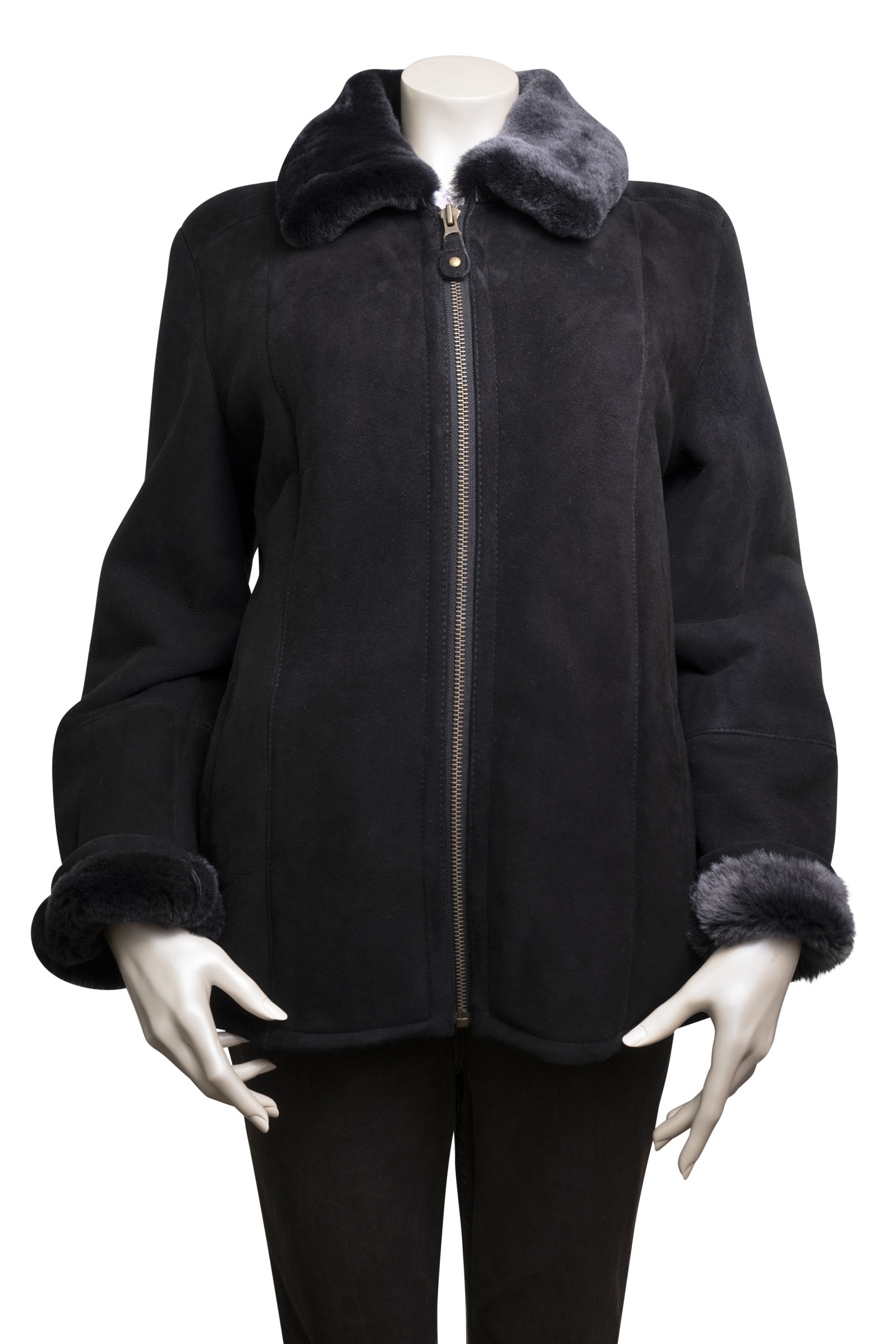Ladies Zip Sheepskin Coat in Black Radford Leather Fashions Quality Leather and Sheepskin Jackets for Men and Women. Coventry West Midlands UK for over 40 years