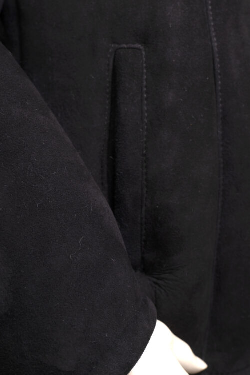 Ladies Zip Sheepskin Coat in Black - Image 3