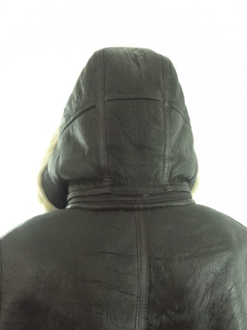 Ladies Brown Sheepskin Coat with Hood