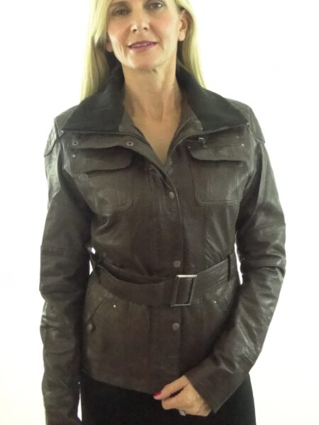 Women's Leather Biker Jacket in Black