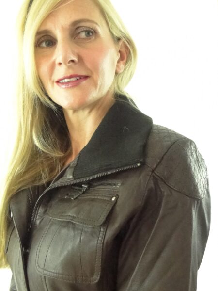 Women's Leather Biker Jacket in Black