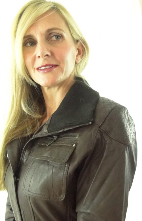 Women's Leather Biker Jacket in Black