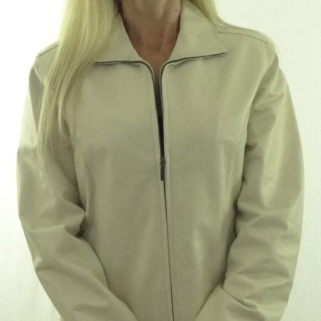 Ladies Short Ivory Leather Jacket