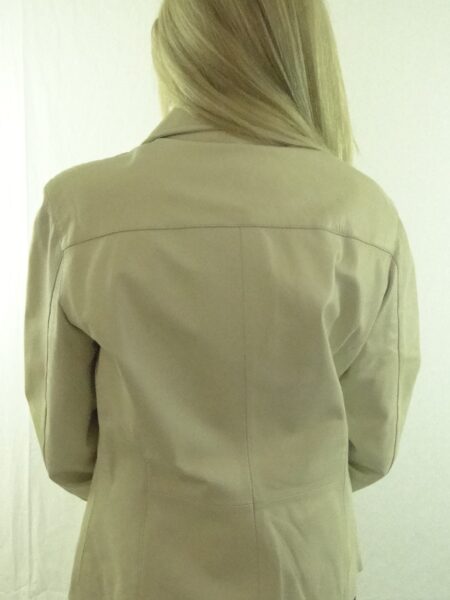 Ladies Short Ivory Leather Jacket