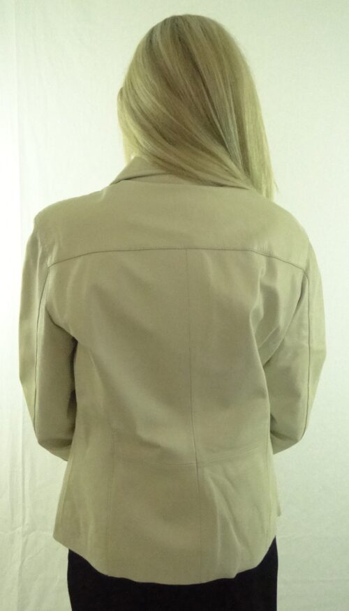 Ladies Short Ivory Leather Jacket